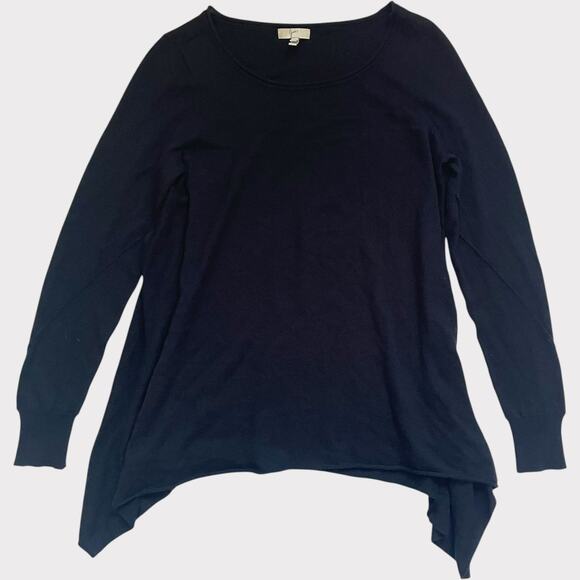 Joie Sweater Scoop Neck Long Sleeve Handkerchief Hem Black Wool Size Small - Picture 2 of 8